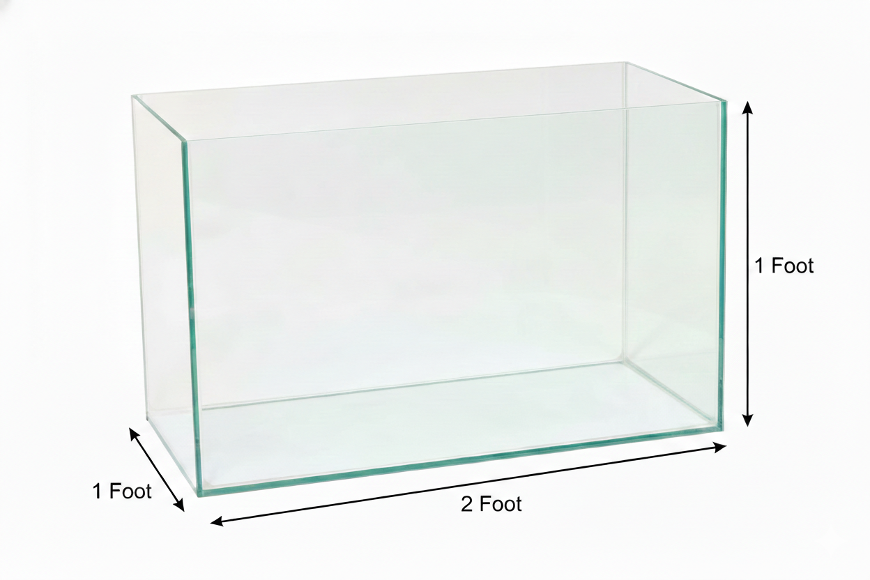 2 x 1 x 1 Foot Glass Tank, 4mm Clear Glass With Fiber Top Cover