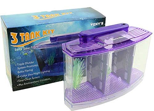 3 Splits Tank Kit | Betta Tank,Red Colour, With LED Light AAA Battery System ,