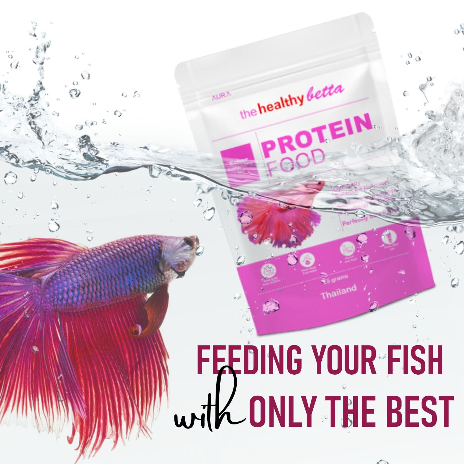 Aura Healthy Betta Protein Food, 25G | Color Enhancing Diet